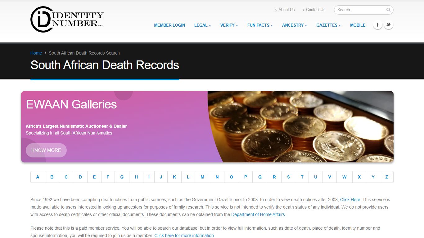 South African Death Records Online | Death Person ID Number ...